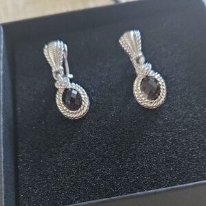 JUDITH RIPKA SS & Smoky Quartz  GORGEOUS EARRINGS.